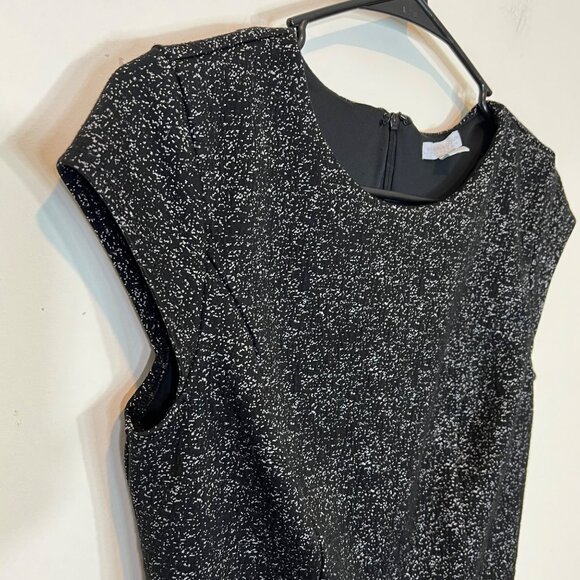 New York & Company Dress S Black White Textured Peplum Stretch Midi Size Small - Picture 5 of 11